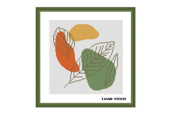 Abstract Leaves Cross Stitch Pattern