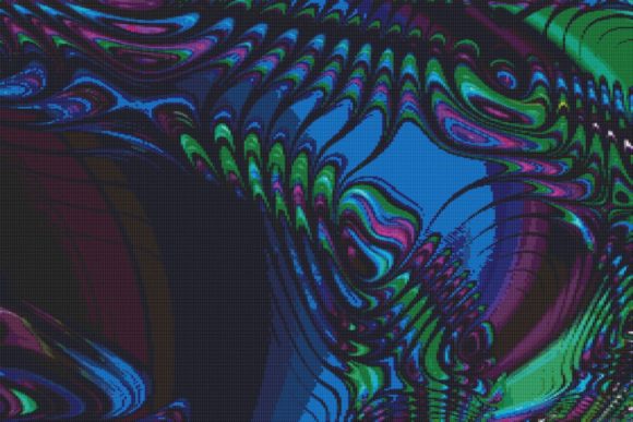 Fractal Cross Stitch Pattern - Blue