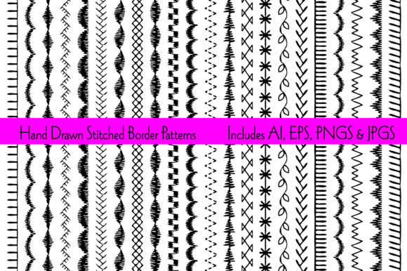 Hand Drawn Black Embroidery Stitches Bor