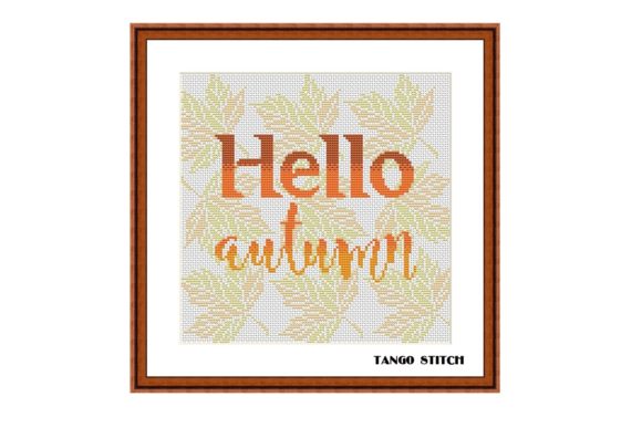 Hello Autumn Typography Cross Stitch