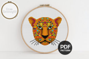 Jaguar Face Modern Cross Stitch Pattern