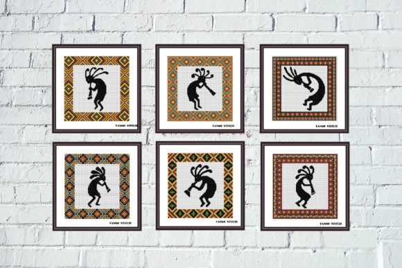 Kokopelli Ornament Cross Stitch 6 Pcs