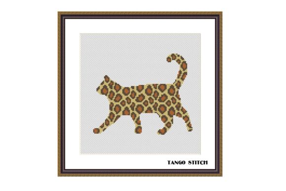 Leopard Print Cat Ornament Cross Stitch