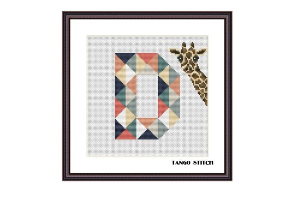 Letter D and Funny Giraffe Cross Stitch