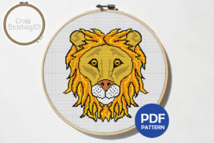 Lion Face Modern Cross Stitch Pattern
