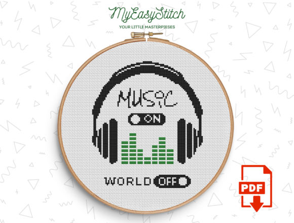 Music on World Off Cross Stitch Pattern