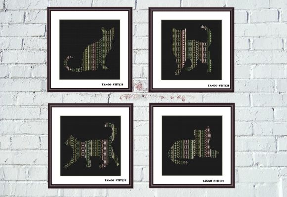Ornament Cats Cross Stitch Set of 4 Pcs