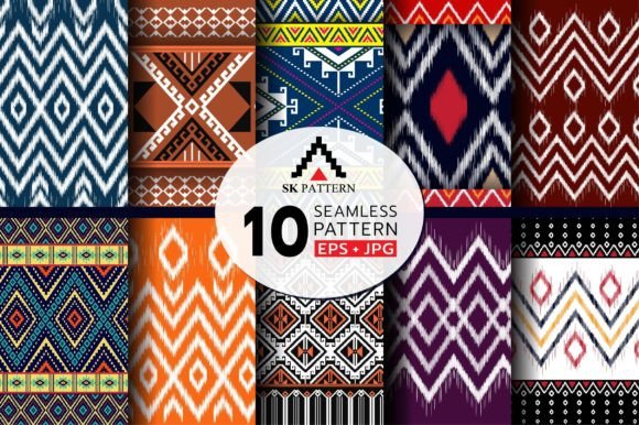 Seamless Patterns Ethnic Embroidery Set