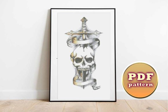 Skull and Sword Cross Stitch Pattern