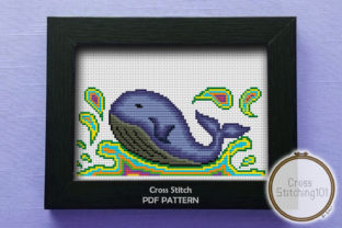 Whale Modern Cross Stitch Pattern